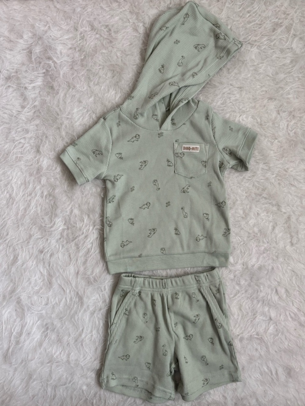 Carter's Dino Print Hooded Thermal Baby Outfit - Picture 1 of 4
